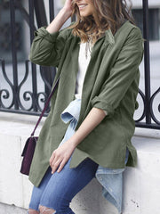 Green Short Long Sleeve Trench Coast