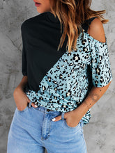 Loose Crew Neck Women's Print Leopard Casual Short Sleeve Top T-Shirts