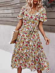 Holiday Floral Short Sleeve Dress