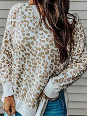 Leopard Print Irregular Contrast Top