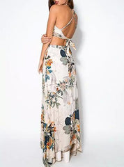 Floral Print Crop Top and Long Skirt Set