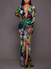 Green V Neck Print Flory Sexy Woman Maxi Vacation Dresses