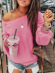 Temperament Plush Solid Color Sweater
