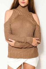 High Crew Collar Long Sleeves Hemline Sweater