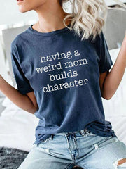 Letter Short Sleeve Crew Neck Printed T-Shirts