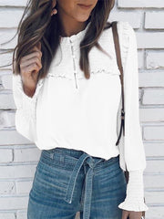 Stylish elegant long sleeve solid color blouses