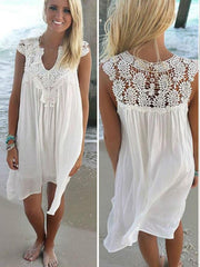 Lace Spliced Chiffon Loose Dress