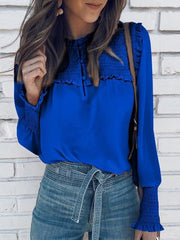 Stylish elegant long sleeve solid color blouses