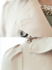 Turn Down Collar Double Breasted Plain Trench Coats