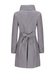 High Neck Single Breasted Plain Woolen Coat