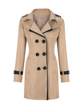 Lapel Contrast Trim Double Breasted Trench Coats