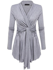 Fold-Over Collar Asymmetric Hem Plain Blaze