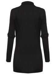 Fold-Over Collar Asymmetric Hem Plain Blaze