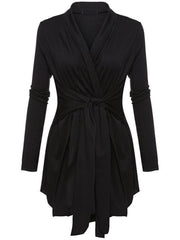 Fold-Over Collar Asymmetric Hem Plain Blaze