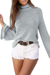 High Neck Cross Straps Back Hole Plain Batwing Sleeve Sweaters