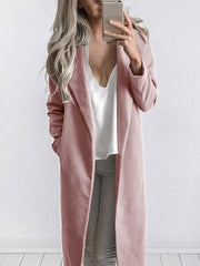 Fold Over Collar Snap Front Plain Outerwear