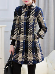 High Neck Pocket Longline Woolen Coat