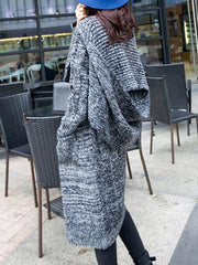 Lapel Patch Pocket Longline Coat With Scarf