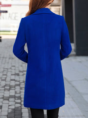 Lapel Longline Plain Pocket Woolen Coat