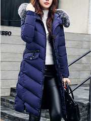 Hooded Quilted Longline Pocket Padded Coat