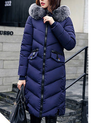 Hooded Quilted Longline Pocket Padded Coat