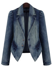 Lapel Demin Light Wash Jacket