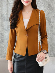 Lapel Single Button Plain Jacket