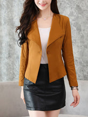Lapel Single Button Plain Jacket
