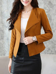 Lapel Single Button Plain Jacket