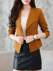 Lapel Single Button Plain Jacket