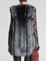 Fluffy Faux Fur Collarless Plain Waistcoat