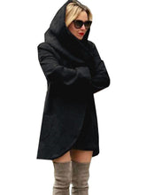 Hooded Asymmetric Hem Plain Outerwear