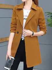 Lapel Pocket Plain Trench Coat