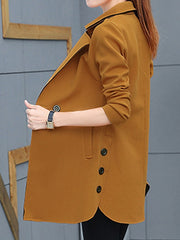 Lapel Pocket Plain Trench Coat