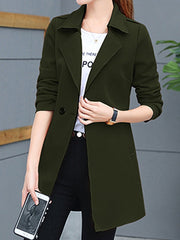 Lapel Pocket Plain Trench Coat