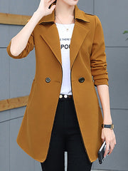Lapel Pocket Plain Trench Coat