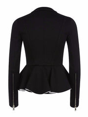 Fungus Edge Zipper Long-Sleeved Suit Blazer