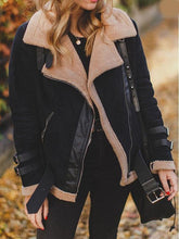 Faux Fur Collar Lapel Zipper Plain Jackets
