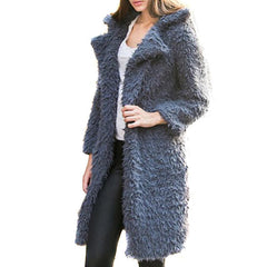 Furry Thick Warm Woolen Coat Solid Jackets Overcoat