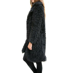 Furry Thick Warm Woolen Coat Solid Jackets Overcoat
