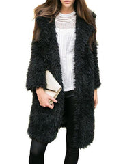 Furry Thick Warm Woolen Coat Solid Jackets Overcoat