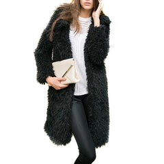 Furry Thick Warm Woolen Coat Solid Jackets Overcoat