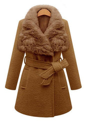 Large Fur Collar Thick Woolen Jacket Coat Outwear
