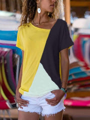 Summer Color contrast short sleeves T-shirt
