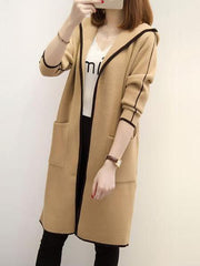 Hooded Contrast Piping Patch Pocket Longline Coat