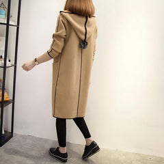 Hooded Contrast Piping Patch Pocket Longline Coat