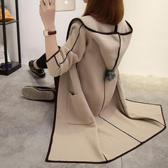 Hooded Contrast Piping Patch Pocket Longline Coat