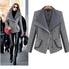 Large Lapel Loose Side Zipper Wool Coat Jacket Outwear