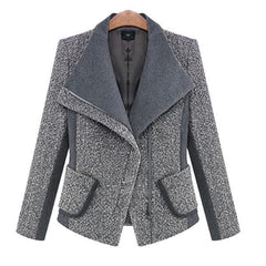 Large Lapel Loose Side Zipper Wool Coat Jacket Outwear