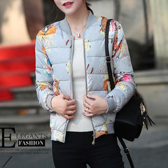 Floral Print Cotton Short Jacket Overcoat